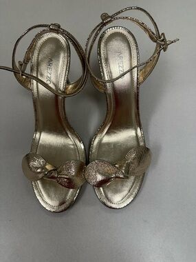 Alaia Metallic Gold Knotted Ankle-Strap Heels Size 9.5